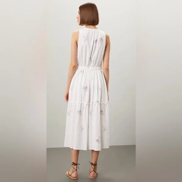 Splendid Livia Floral Split Neck Midi Dress - Picture 3 of 14